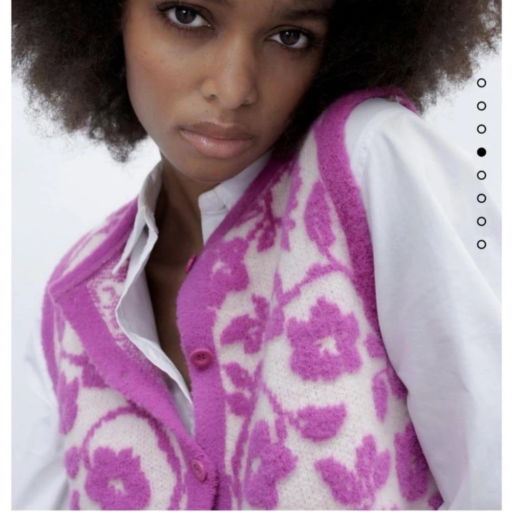 ZARA Floral Jacquard Knit Vest - Picture 3 of 16